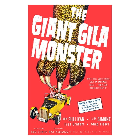Giant Gila Monster The Movie Poster 16in x 24in 16x24 Multi-Color Square Adults Western Graphic