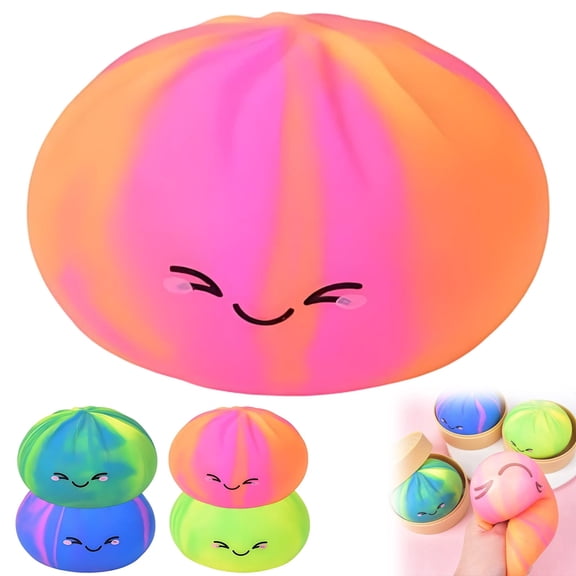 Giant Glitter Dumpling,Colorful Dumpling Stress Balls Fidget Sensory Toys, Dough Ball Stress Relief Hand Toys, Soft Squeeze Decompression Dough for Adults(3.3")