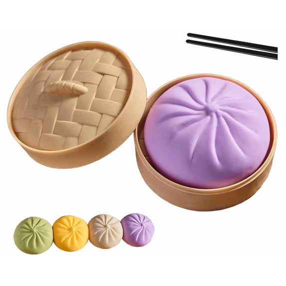 Giant Glitter Dumpling, Giant Dumpling Squishy, Mega Rainbow Dumplings, Large Stress Relief Sensory Ball for Adults (Purple)