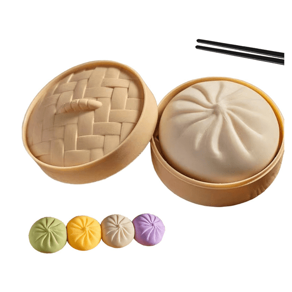 Giant Glitter Dumpling, Giant Dumpling Squishy, Mega Rainbow Dumplings, Large Stress Relief Sensory Ball for Adults (White)