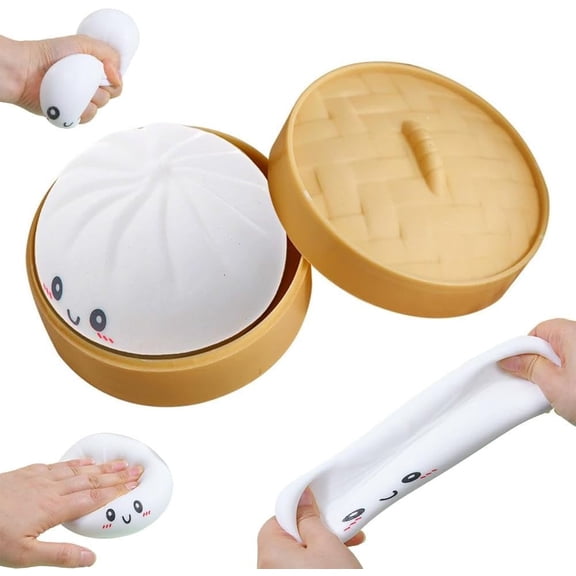 Giant Glitter Dumpling, Giant Dumpling Squishy Toys, Stress Sensory Ball for Adults, Soft Squeeze Decompression Dough by JEWLALO (White-a)