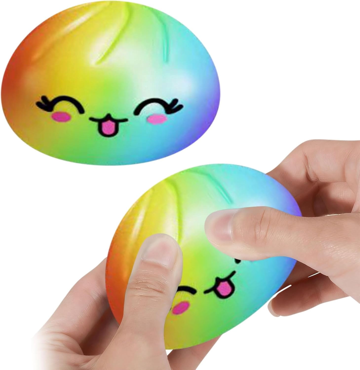 Glitter Dumpling Squish Con Vaporera – Juguete Sensorial Antiestrés De Bollo Arcoíris, Ideal Para Adultos Y Niños