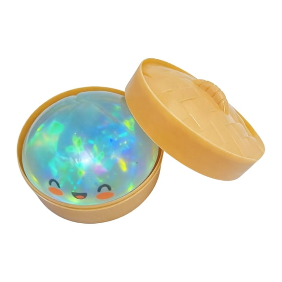 Giant Glitter Dumpling Squishy, Mega Rainbow Dumplings – Large Stress Relief Sensory Ball for Adults & Kids, Anxiety Relief Fidget Toy, Soft Squeeze Decompression Dough, Light Blue-Glitter