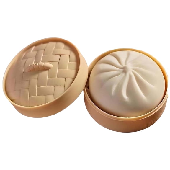 Giant Glitter Dumpling Squishy With Steamer Box Super Soft Mega Rainbow Stress Ball Large Anxiety Relief Slow Rising Decompression Dough For Adults Elderly Dumpling Squishy White 4*4 In