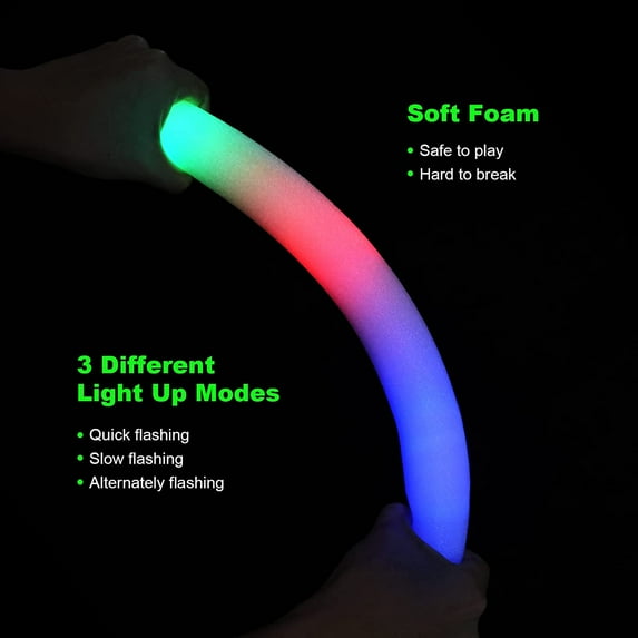 Giant Glow Sticks Party Pack-150 Pcs LED Foam Glow Sticks Bulk Glow in the Dark Party Supplies,3 Modes Flashing Glow Batons for Birthday, Wedding, Glow Party,Rave,Concert,Camping and Festivals