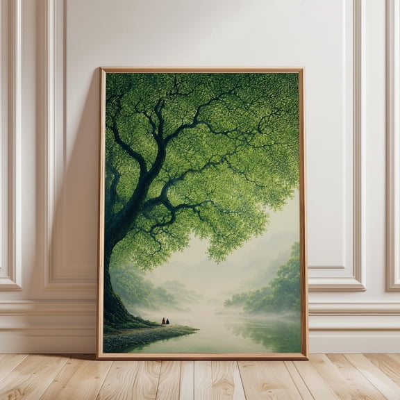 Giant Green Tree Poster Zen Landscape Poster Peaceful Nature Poster , Poster Print Only