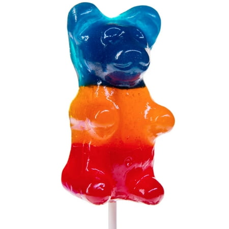 Giant Gummy Bear ... on a Stick-3-Tone (Raspberry, Orange, Cherry)