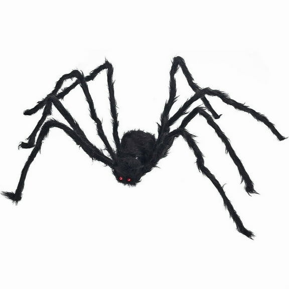 Giant Hairy Halloween Spider with Glowing Red Eyes – Scary Outdoor Decor for Haunted House, Porch, Yard, Garden – Indoor Party Decoration for Masquerade, Trick or Treat