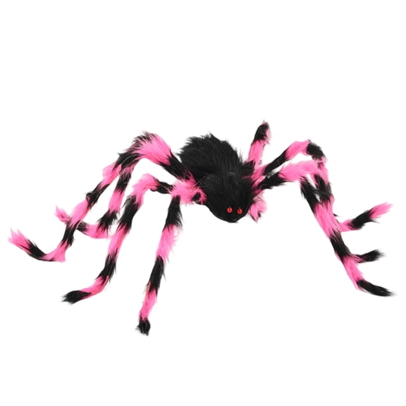 Giant Halloween Plush Spider Decoration Ornament with Furry Legs and Glowing Eyes, 11.8 Inch Multicolor Artificial Spider Prop, Weather Resistant Polyester for Haunted House Yard