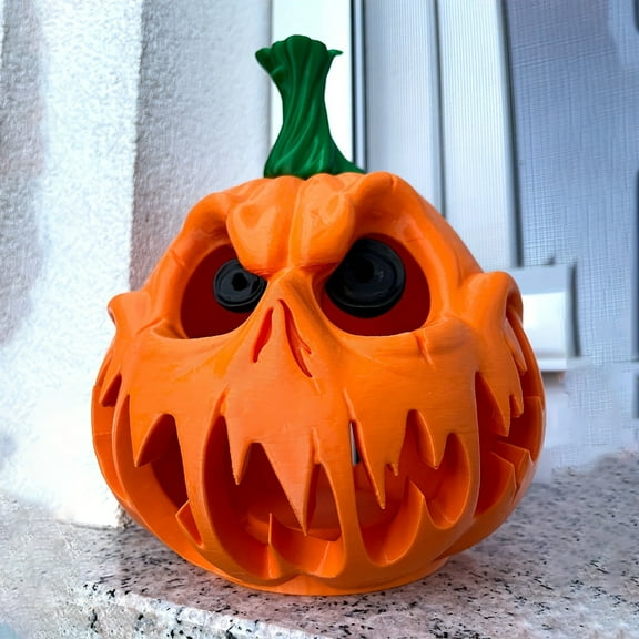Giant Halloween Pumpkin Decoration - Spooky  Head with Eerie Carved Texture. Hollow Design for Indoor/Outdoor Use. Perfect Festive Decor for Halloween!