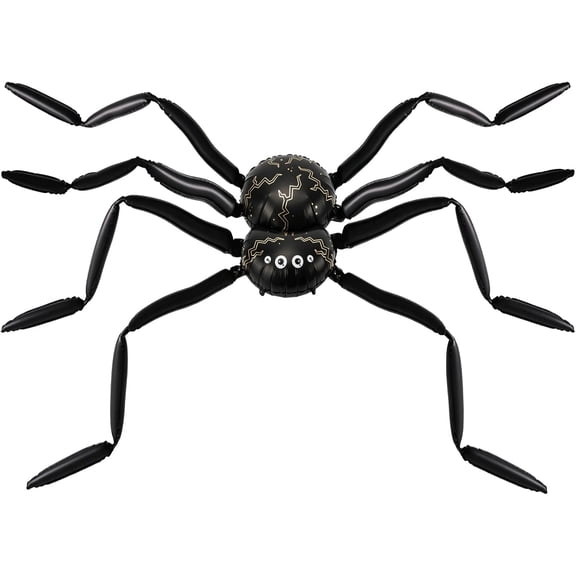 Giant Halloween Spider Balloon, 10 FT Black Spider Foil Balloon Air Fill Spider Decorations for Haunted House Indoor Halloween Party Photo Booth Decor