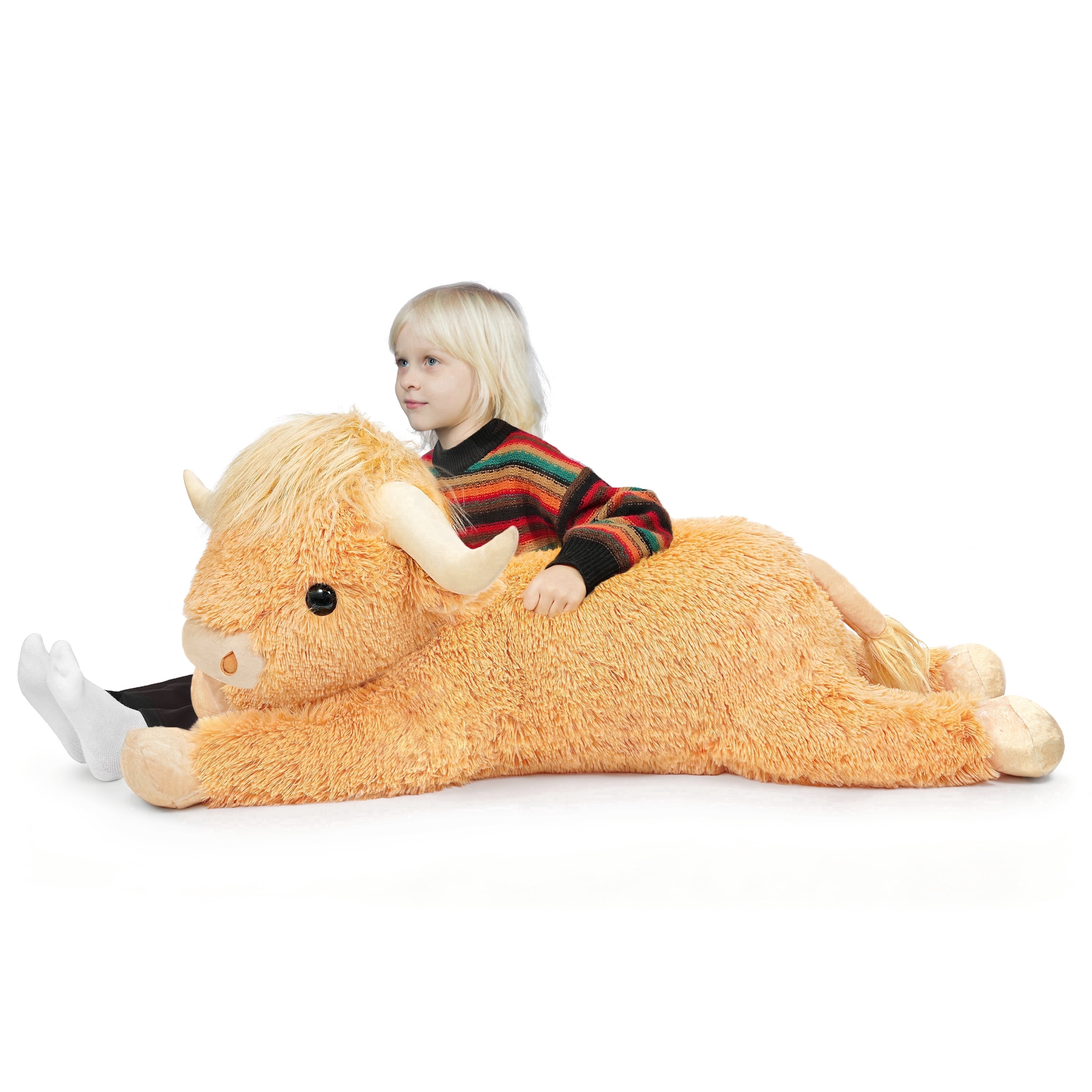 Giant Highland Cow Stuffed Animal 38" Yellow Plush Cow, Soft Giant Cow Pillow for Kids and Adults