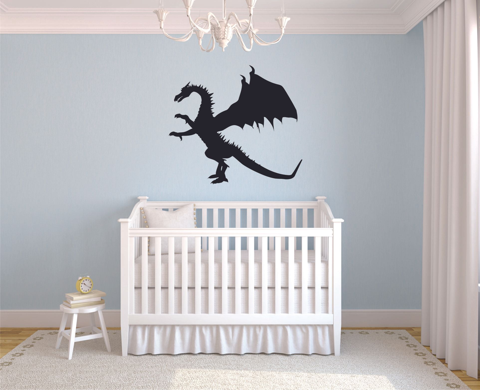 Giant Huge Dragon Silhouette Drawing Design Boys Decoration Vinyl Wall Art Wall Sticker Wall Decal Design Home Wall Room Décor For Kids Room Boys Nursery Infant Toddler Room Design (30x30 inch)