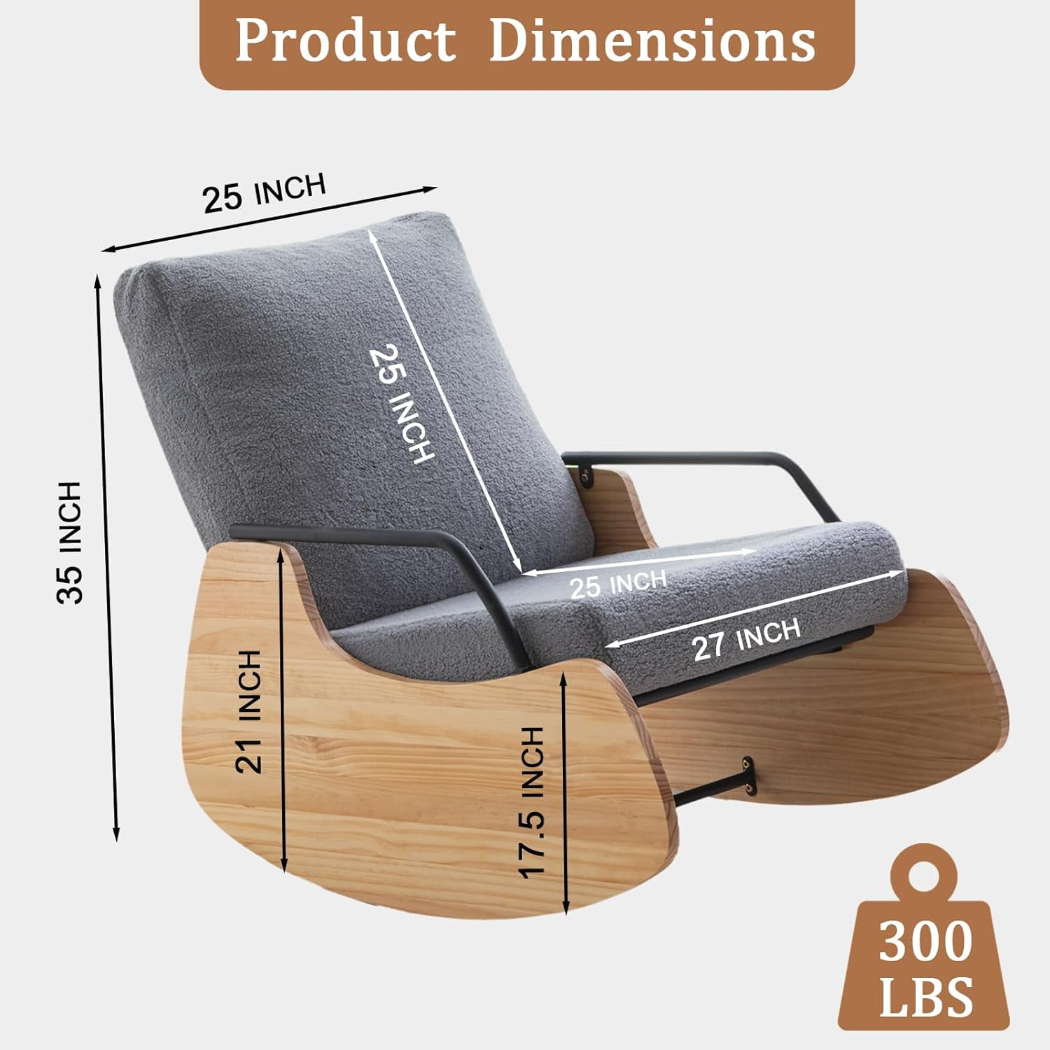 Giant Indoor & Outdoor Patio Rocking Chair, Glider Recliner Chair