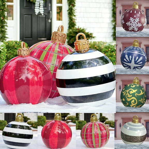 Giant Inflatable Christmas Ball,24Inch Inflatable Decorated Ball for DIY Home Christmas New Year Festive Decorations