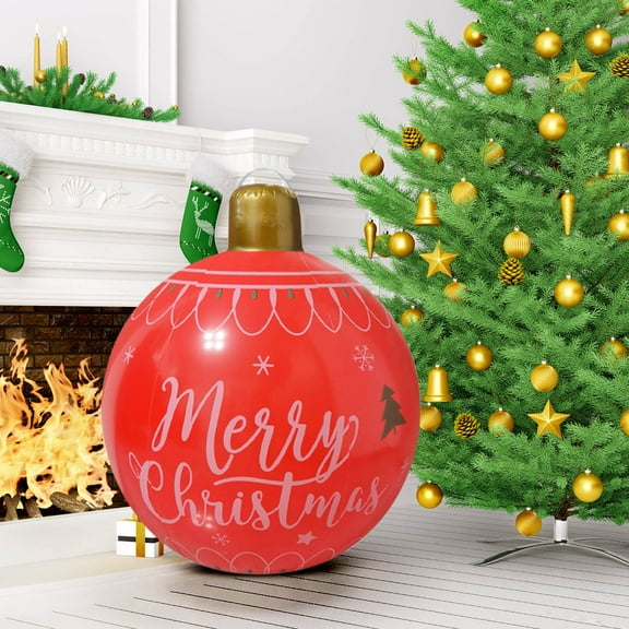 Giant Inflatable Christmas Ball, Large Xmas Inflatable Ornaments, PVC Outdoor Holiday Blow Ball, Christmas Inflatable Ball, Outside Yard Lawn Porch Decorations