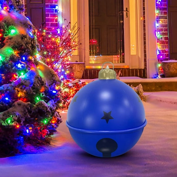 Giant Inflatable Christmas Balls, 24IN PVC Jingle Bell Large Outdoor Indoor Christmas Ornaments,Oversized Blow Up Balls for Garden Yard Patio Decorations