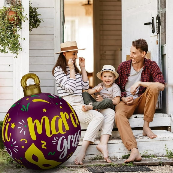 Giant Inflatable Mardi Gras Inflatable Ball Decorations,32 Inch Outdoor Blow up Balls Yard Ornaments Hanging Decorated Ball Ornaments for Yard Lawn Outdoor,Carnival Supplies