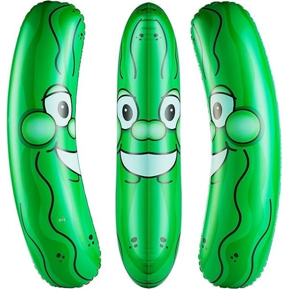 Giant Inflatable Pickle - (Pack of 3) 36-Inch-Tall Funny Pickle Gifts, Durable and Fun Pickle Party Favors, Food Decor, Novelty Gag Prank, Joke Birthday Gifts or Beach and Pool Float Inflatable Toys