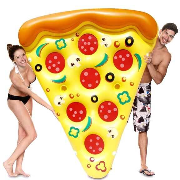 Giant Inflatable Pizza Slice Pool Float, 1 Pack, Extra Large with Cup Holders, Summer Swim Party Raft