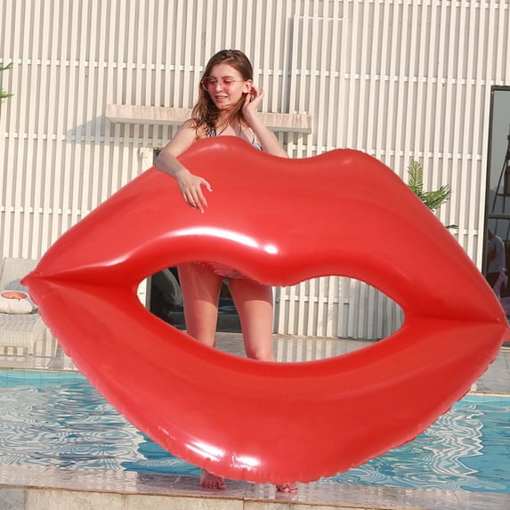 Giant Inflatable Red Lips Pool Float, Float for Summer Pool Party and Entertainment