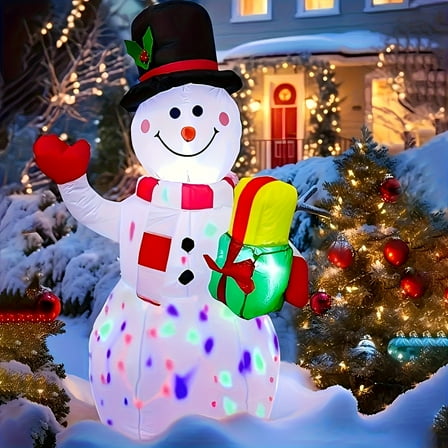 Giant Inflatable Snowman Decoration, Self-Standing with Twinkling Lights for Indoor and Outdoor Holiday Display.