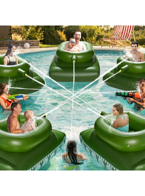 Giant Inflatable Tank Toys Ride On Pool Float for Kids & Adults (1 Pack), Blow Up Tank Pool Floating Inflatable Lounger with Functional Pump-Action Water Cannon for Ages 5+