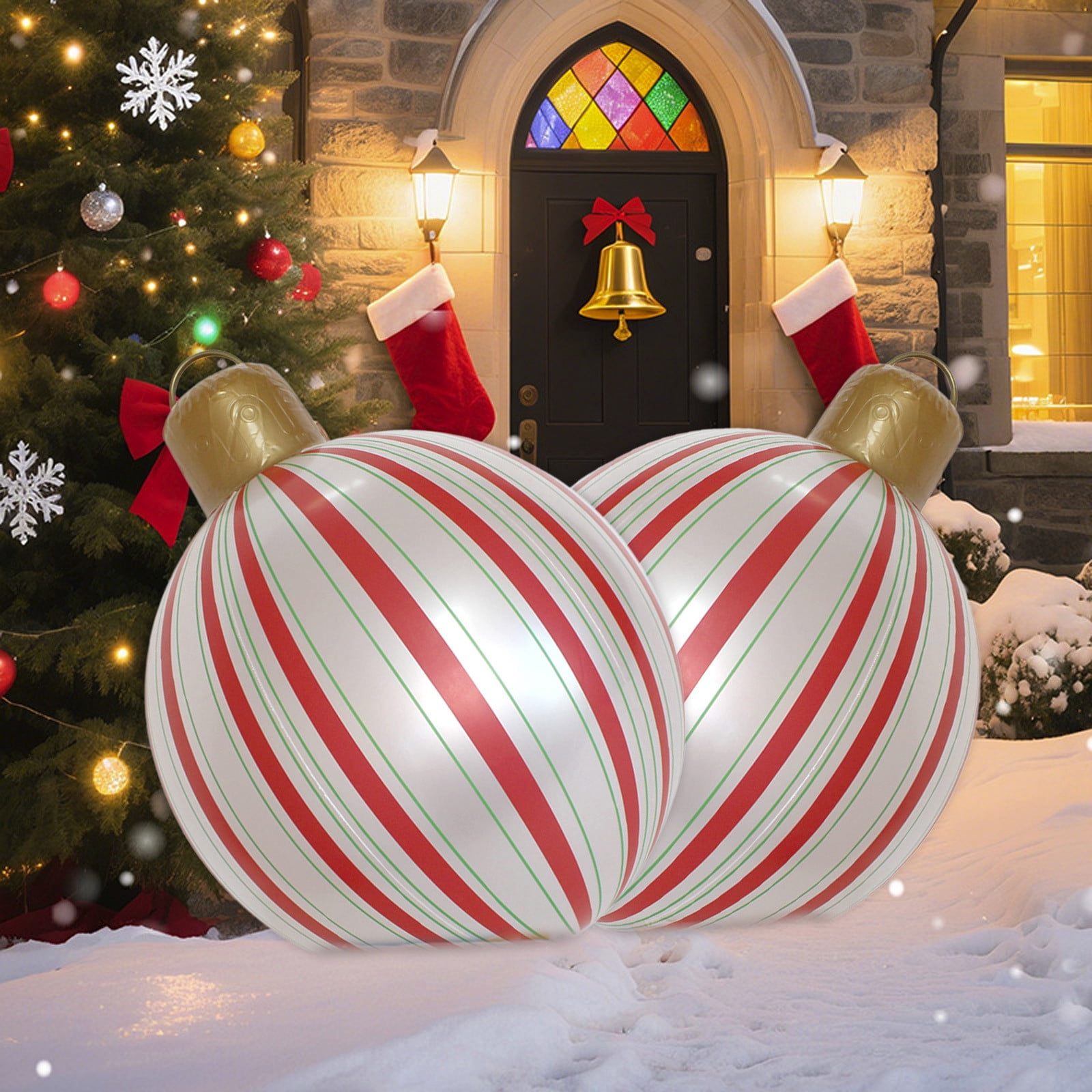 Giant Inflatable Vintage Stripe Christmas Ornaments, 15.7