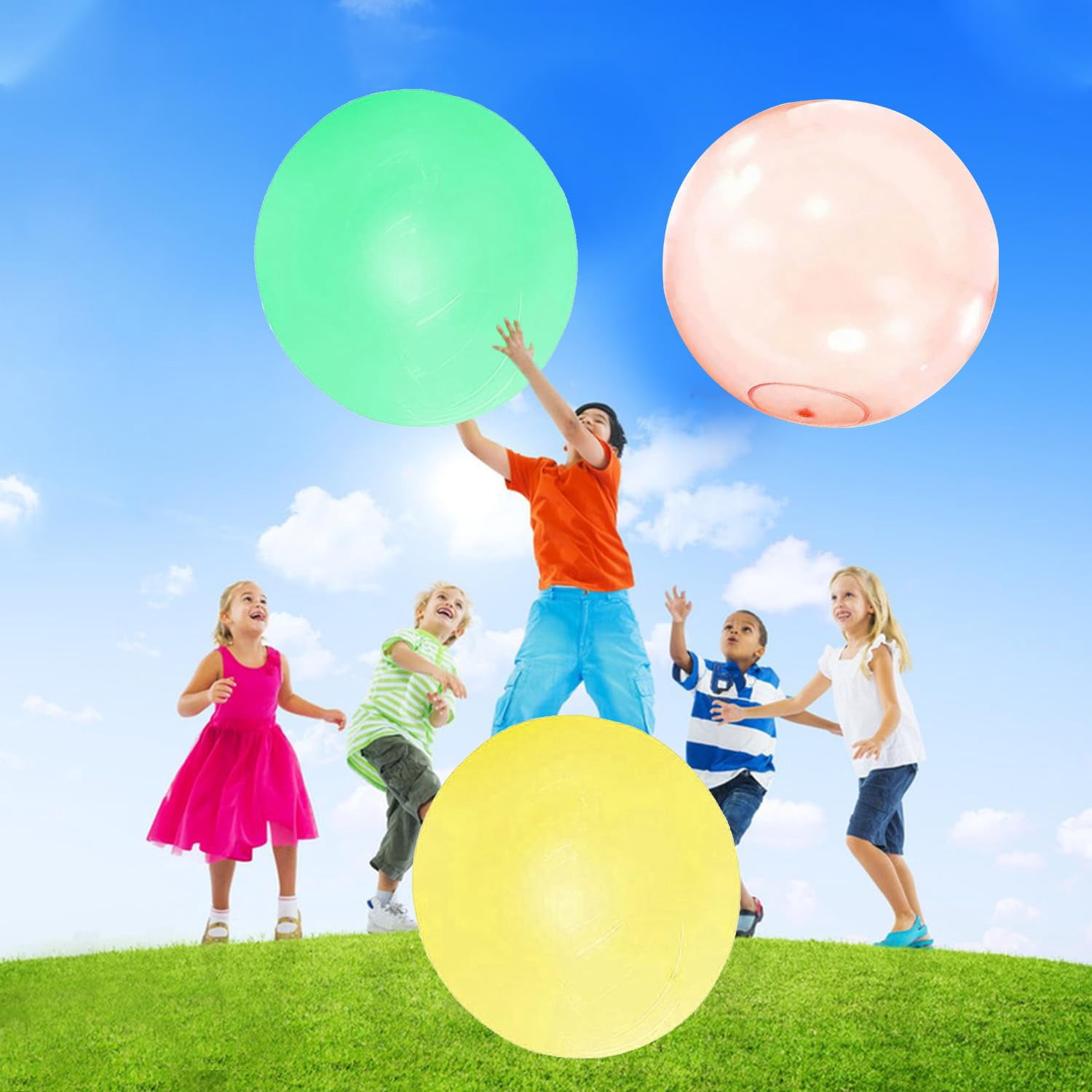 Giant Inflatable Water Balloons Yellow Green Orange 70cm Outdoor Indoor Party Pool Game