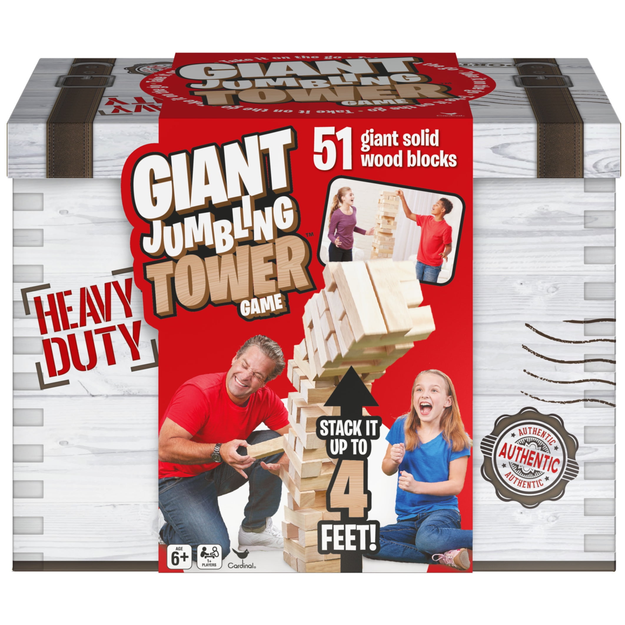 Giant Jumbling Tower Party Game with 51 Wood Blocks, for Families and Kids Ages 6 and up