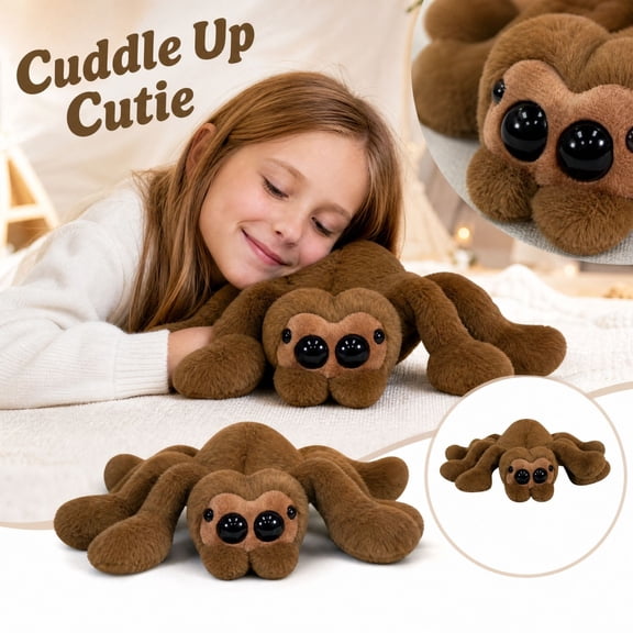 Giant Jumping Spider Plush Toy 7/16in Soft Stuffed Animal Doll, Cute Horror Animal Decor for Kids Bedroom Halloween Gift