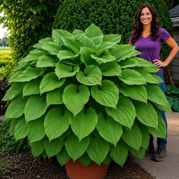 Giant Jurassic Park Hosta Live Starter Plant | Huge Green Shade Perennial | Jumbo Hosta for Landscaping, Garden Beds & Large Containers (3 Plants)
