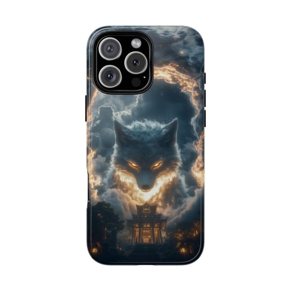 Giant Kitsune Fox White Clouds Glow Fantasy Phone Case for 11 12 13 14 15 16 17 Pro Max