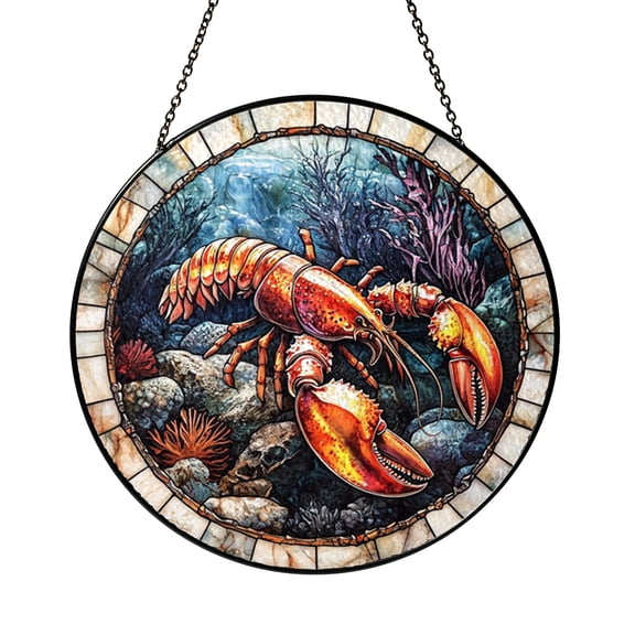 Giant Lobster Suncatcher Present Panel Hanging Plaque Circle Decor