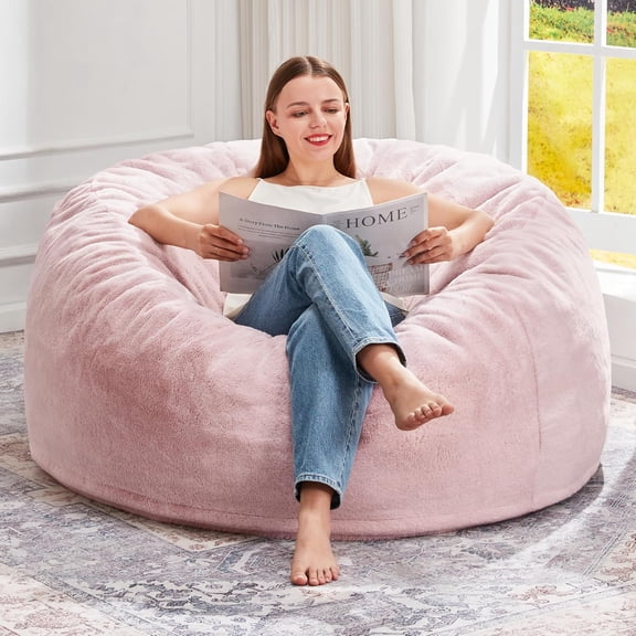 Giant Memory Foam Bean Bag Chair with Fluffy Machine Washable Cover Pink 3FT 36 x 36 x 22 Inches
