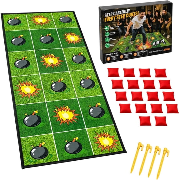 Giant Minefield Party Games for Kids Adults, Funny Memory Game, Bean Bag Game With Sound For Indoor Outdoor(lxf)
