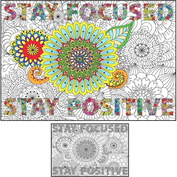 Giant Motivational Wall Poster - Jumbo Adult & Kids Coloring - Huge Size - Perfect for Classroom & Office