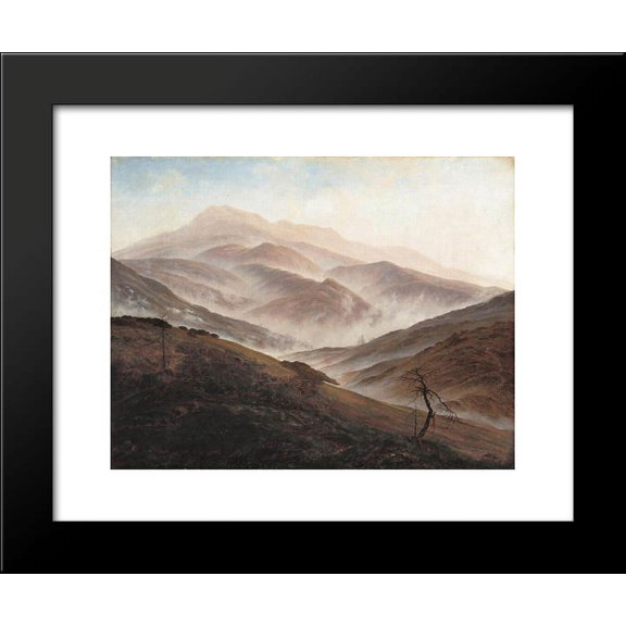 Giant Mountains Landscape with Rising Fog 20x24 Framed Art Print by Caspar David Friedrich