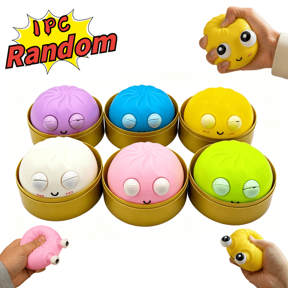 Giant Moving Eye Dumpling Squishy Toys, Wiggling Interactive Eye Squishies, Soft TPR Squeeze Stress Ball, Collectible Toy for Classroom Rewards‑Random 1PC