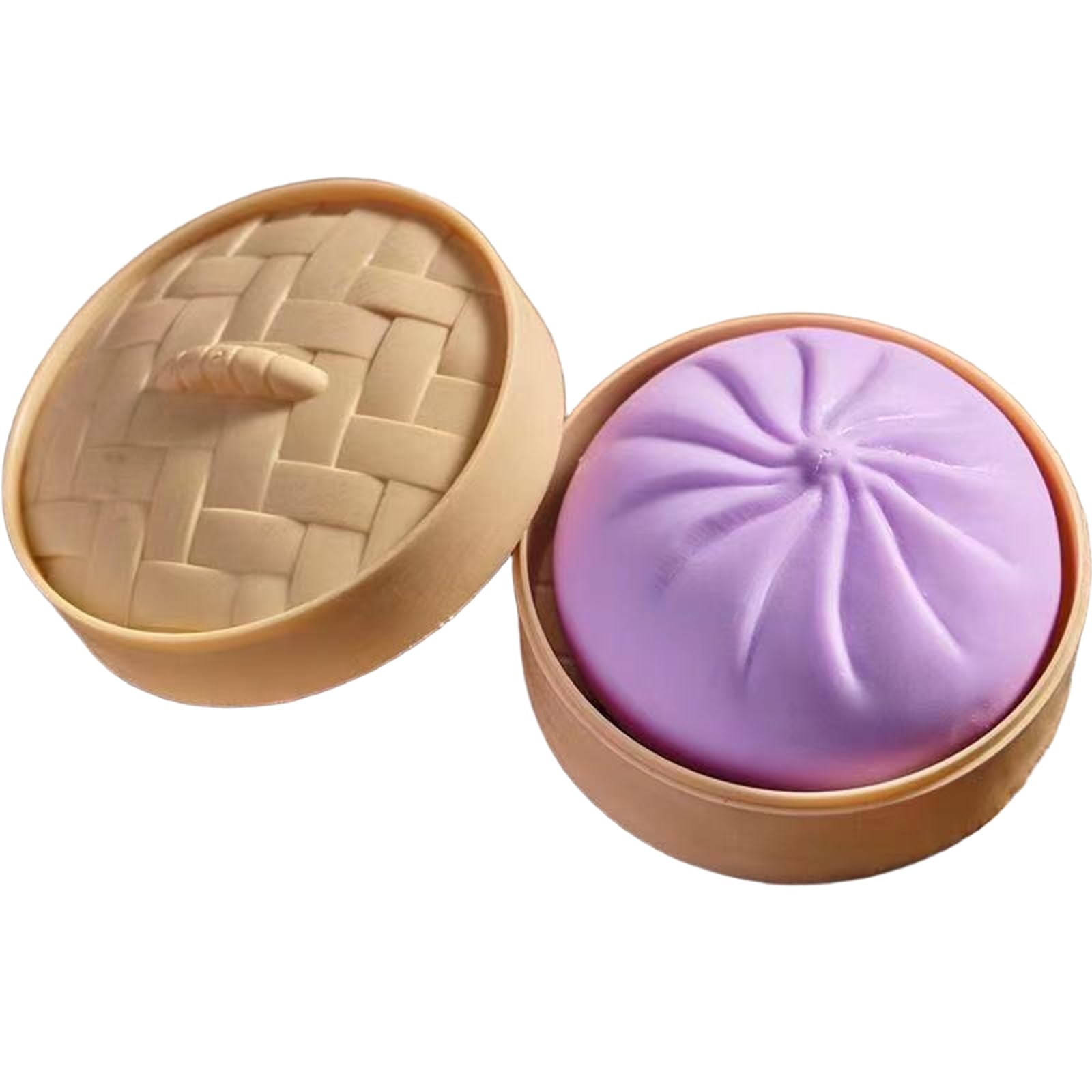 4 Peluche Antistress A Forma Di Raviolo Glitterato – 8.5x10cm, In TPR Morbido, Con Cestino Porta-vapore, Per Sollievo Dallo Stress