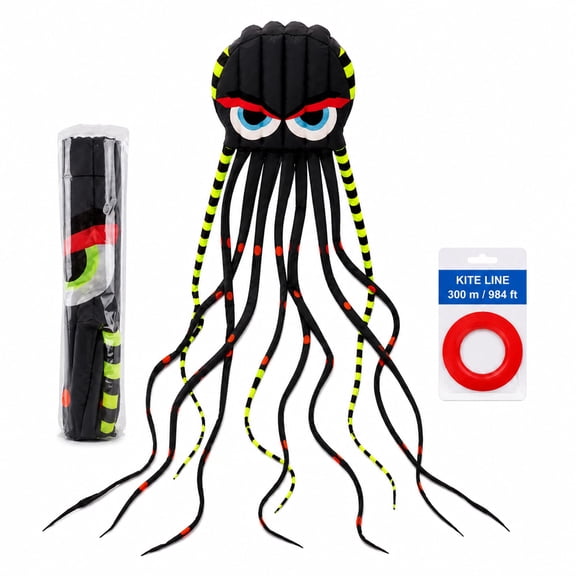 Giant Octopus Kite 26ft Large Parafoil Kite for Adults 3D Foil Kite with 328ft String for Beach Park Outdoor Flying