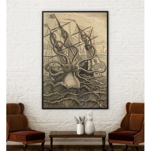 Giant Octopus Kraken Ocean Life Wall Art Print Reproduction Unframed Paper Print