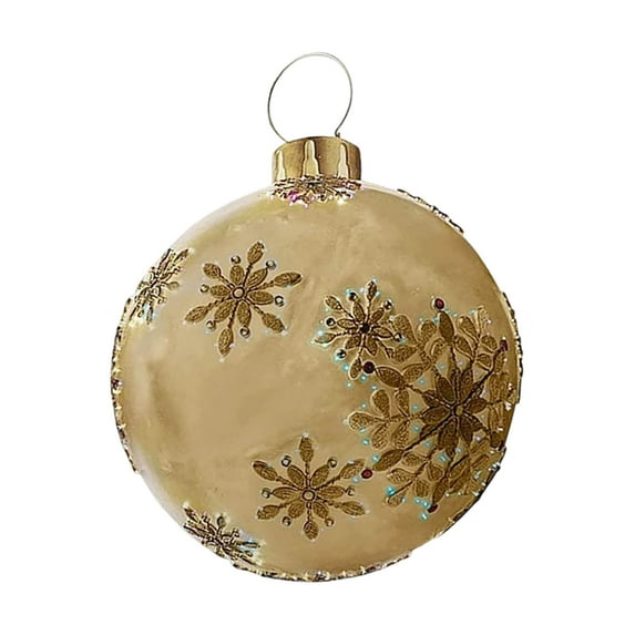Giant PVC Inflatable Christmas Decorated Ball Ornaments Outdoor Large Xmas Blow Ball Decorations for Christmas Themed Party Ornaments(Beige)
