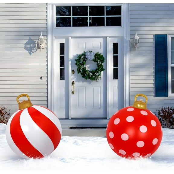 Giant PVC Inflatable Christmas Decorated Ball Ornaments Outdoor Large Xmas Blow Ball Decorations for Christmas Themed Party Ornaments