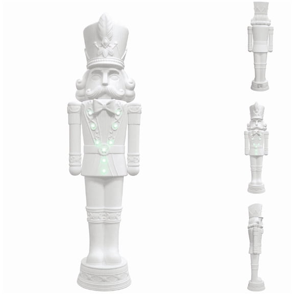 Giant Paint-it-Yourself Light-Up LED Nutcracker White Christmas Yard Decoration Large DIY Blank Nutcracker with LED Lights for Patio & Walkway