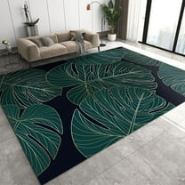Giant Palm Leaves Area Rugs, Simple Green Leaf Design Runner Rug, Soft Non-Skid Carpet Tropical Plants Throw Rug for Bedroom Living Room Bathroom Classroom Office Art Floor Mat 2'x3'