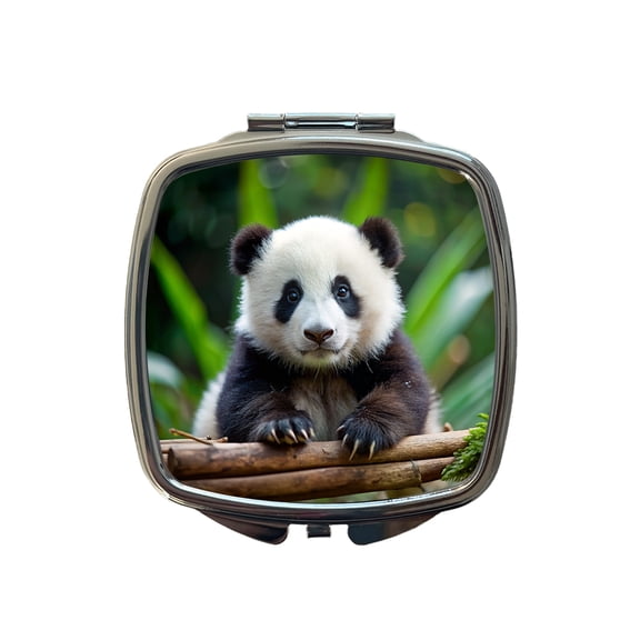 Giant Panda Baby Travel Makeup Handbag Purse Small Pocket Compact Mirror