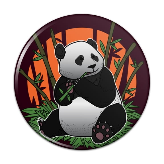 Giant Panda Bear Eating Bamboo Pinback Button Pin