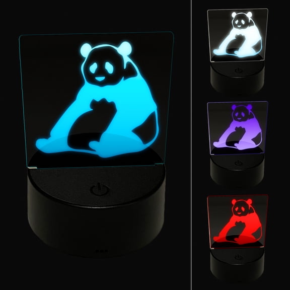 Giant Panda Bear Sitting LED Night Light Sign 3D Illusion Desk Nightstand Lamp