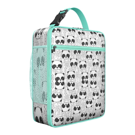 Giant Panda Insulated Lunch Box Student Reusable Lunch Bag with Front Pocket Lunch Box Containers School Hiking